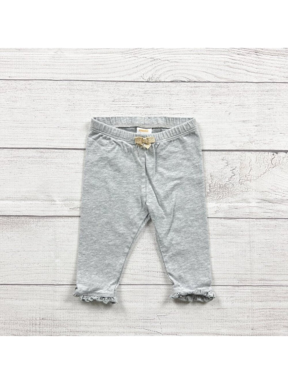 Gymboree Baby Girls Gray Ruffle Leggings Bow 3-6 Months